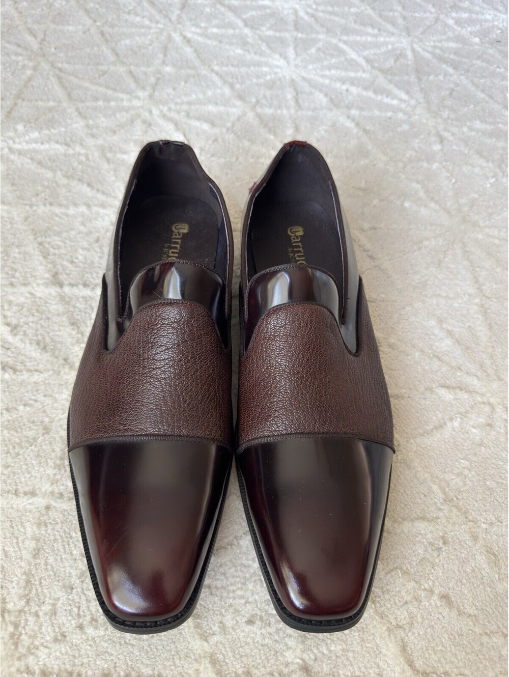 Carrucci KS2240-05 P Men’s Deerskin Leather Loafers Burgundy Slip On Dress 15